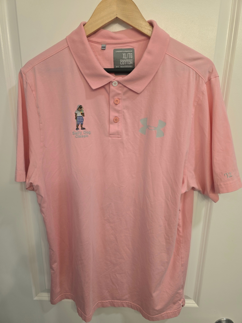 Under Armour Men's Polo Shirt XL Pink Salty Dog Classic Golf Short Sleeve